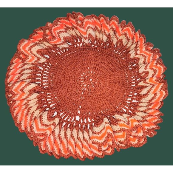 HUGE Vintage Handmade Crochet Doily Table Cover 21" Round Mod Kitsch - Picture 1 of 6